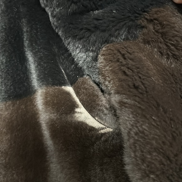 Vintage Black Leather Zipper Front Fur collar, sleeve w faux fur lining size 4-6 - Picture 14 of 16